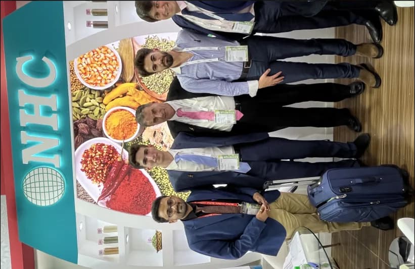Visitors at the NHC Foods booth